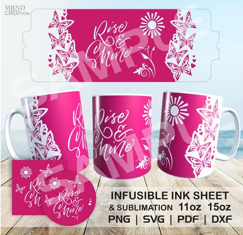 Ink Butterfly, Diy Mug Designs, Cricut Mug Press, Svg Butterfly, Butterfly Mug, Orange Mugs, Mug Svg, Butterfly Svg, Diy Mugs