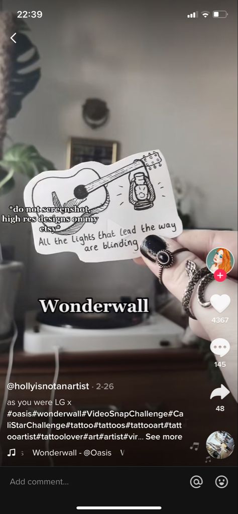 Wonderwall Tattoo Oasis, Wonderwall Tattoo, Oasis Tattoo, Wonderwall Oasis, Oasis, Tattoos And Piercings, Tatting, Piercings, Tattoos