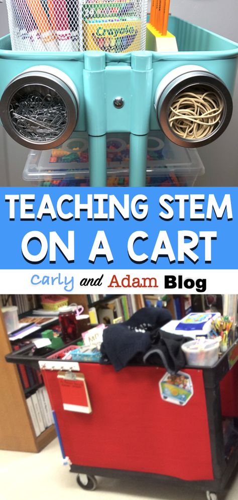 Teaching On A Cart, Stem Cart, Stem Classroom Decor, Coding Activities, Stem Lessons, Elementary Stem, Stem Curriculum, Experiments Kids, Stem Elementary