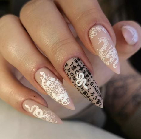 Short Coffin Nails Designs, Dragon Nails, Sharp Nails, Asian Nails, Fall Gel Nails, Edgy Nails, Short Coffin Nails, Expecting Parents, Luxury Nails