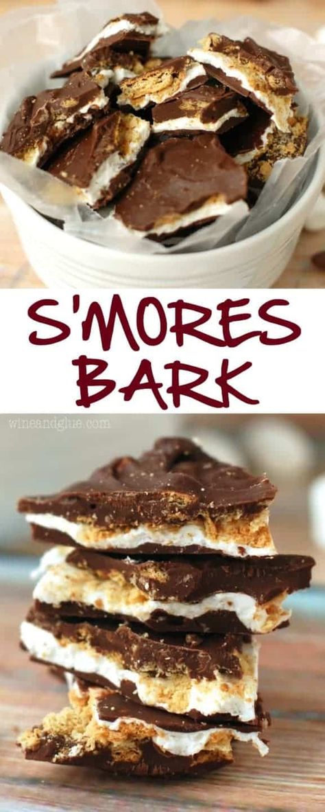 S'mores Chocolate Bark - Simple Joy Smores Bark, Easy Dessert Recipe, Dessert Aux Fruits, Bark Recipe, Oreo Dessert, Bar Cookies, Camp Fire, S'mores, Chocolate Bark