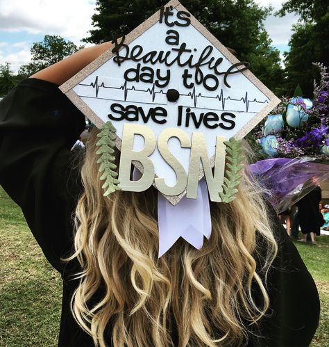 It’s A Beautiful Day To Save Lives Graduation Cap, Its A Beautiful Day To Save Lives Grad Cap, Graduate Pictures, Beautiful Day To Save Lives, Its A Beautiful Day, Grad Cap Decorated, Graduation Cap Decoration Diy, Bad Teacher, Nursing School Graduation