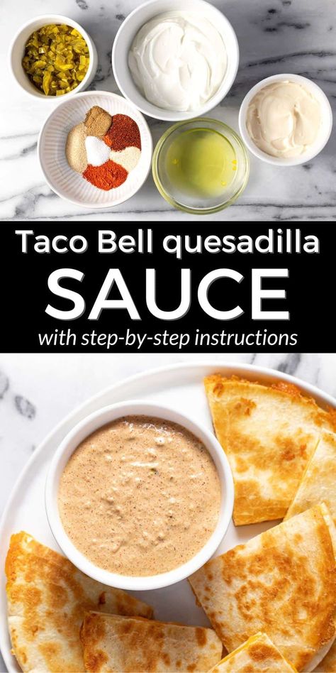 5 Minute Copycat Taco Bell Quesadilla Sauce Volcano Taco Taco Bell, Chicken Fajita Sauce Recipe, Diy Taco Bell Quesadilla Sauce, Keto Spreads, Taco Bell Chipotle Sauce, Homemade Quesadillas, Taco Bell Quesadilla Sauce, Quesadilla Sauce, Taco Bell Quesadilla