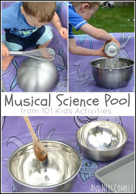 Making music and exploring science with 101 Kids Activities book from And Next Comes L Social Emotional Music Activities, Music And Science Activities, Music Science Experiments, Stem Music Activities, Music Activities For Babies, Music Making Study Creative Curriculum, Book Week Activities For Kids, Toddler Music Activities, Music And Movement Preschool Activities