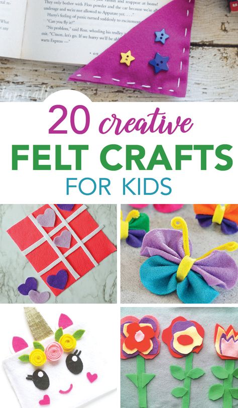 Easy felt crafts for kids! Build a butterfly or a unicorn! Lots of fun crafts for you to choose from! Preschool Crafts With Felt, Felt Crafts For Preschoolers, Craft Foam Projects Diy, Kids Felt Sewing Projects, Crafts With Felt Sheets, Felt Crafts For Toddlers, Things To Do With Felt, Felt Fabric Crafts Ideas, First Sewing Projects For Kids