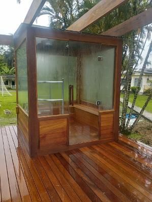 Cabine de Sauna Vapor| Sauna de madeira e vidro 2x2x2,35 Vapor Sauna, Sauna Box, Sauna A Vapor, Beauty House, Spa Interior, Eco Beauty, House Of Beauty, Dream House Exterior, The Ranch