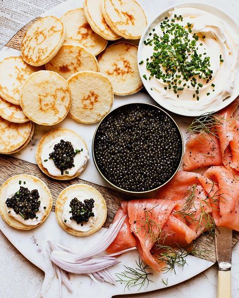 Some blini, a little crème fraîche with chives, amazing smoked salmon and royal ossetra caviar. Treat yourself to a little luxury this… Hosting Era, Caviar Appetizers, Rich Wife, Caviar Recipes, Braised Chicken, Holiday Menus, Calendar Girls, Chicken Livers, Food Platters