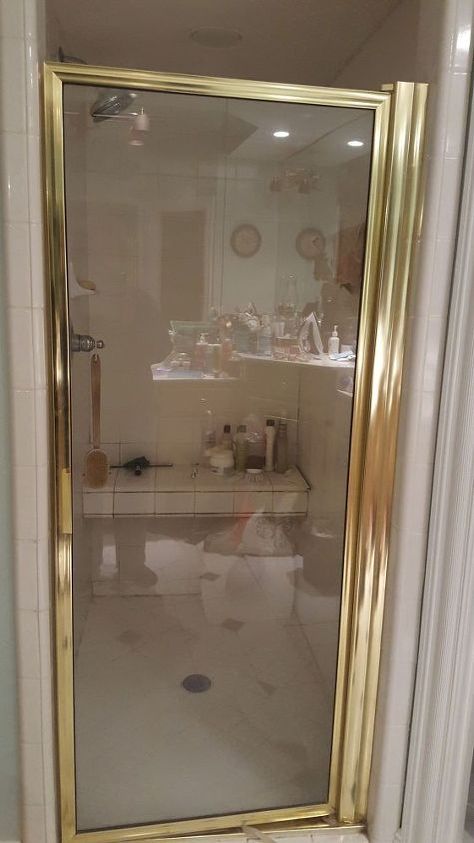 Can I paint my gold tone shower door metal? | Hometalk Gold Shower Door, Gold Bathroom Fixtures, Diy Projects For The Home, Bathroom Crafts, Door Metal, Painting Shower, Gold Shower, Painting Gold, Standing Bath