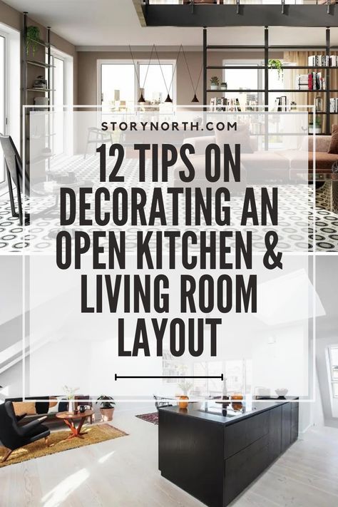 No need to sacrifice style for functionality! Our expert tips will help you transform your open kitchen and living room into a cohesive and chic space. Learn how to make the most of your layout with decor tricks that work for any home. #OpenLivingSpace #KitchenDecor #LivingRoomStyle #InteriorDesignIdeas #HomeDecorTips #HomeImprovement Open Concept Kitchen Living Room Apartment, Open Plan Kitchen Living Room Apartment, Open Floor Plan Living Room And Kitchen Decorating Ideas, Living Room Plus Kitchen Ideas, Kitchen Dining Lounge Open Plan, Open Kitchen Decor Ideas, Small Living Room With Kitchen Ideas, Home Decor Ideas Open Floor Plan, Open Wall In Kitchen