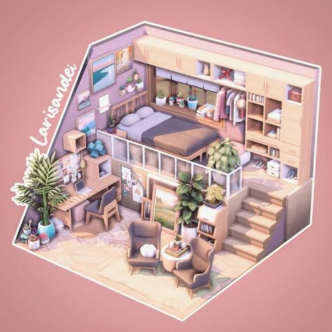 Sims4 Bedroom, The Sims 4 Builds, Sims 4 Loft, Sims 4 Builds, Sims 4 Houses Layout, Sims 4 Bedroom, Sims 4 House Plans, Sims 4 House Building, House Floor Design