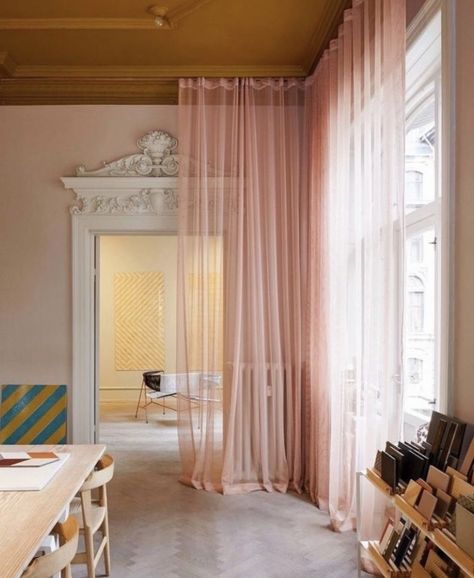 Pink Sheer Curtains, Pink Curtains, Casa Vintage, Curtains Living, Bedroom Wardrobe, Apartment Inspiration, Interior Inspo, Curtains Living Room, Rod Pocket