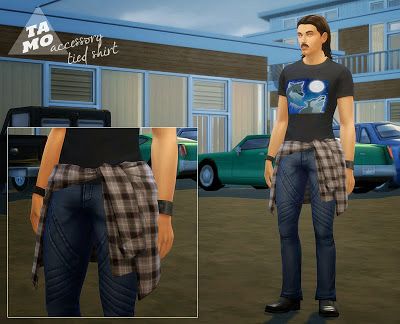 My Sims 4 Blog: Accessory Tied Shirt for Males & Females by Tamo Shirt Tied Around Waist, Tied Flannel, Jacket Around Waist, Shirt Around Waist, Sims 4 Blog, Sims 4 Teen, Tied Shirt, Sims4 Clothes, Sims 4 Update