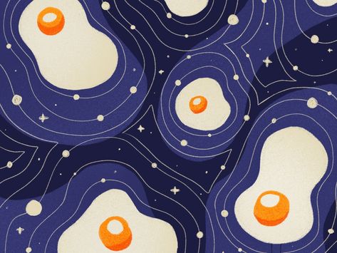 Eggs Across the Universe d イラスト procreate universe eggs breakfast 卵 by Jenn Egg Illustration Design, Star Illustration Design, Illustration Stars, Breakfast Illustration, Universe Illustration, Egg Wallpaper, Egg Illustration, Universe Design, Dribbble Design