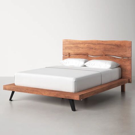 AllModern Broughton Bed & Reviews | Wayfair Timeless Headboard, Live Edge Headboard, Headboard Crafts, Gaines Farmhouse, Joanna Gaines Farmhouse, Platform Bed Wood, Bed Platform, Queen Panel Beds, Solid Wood Platform Bed