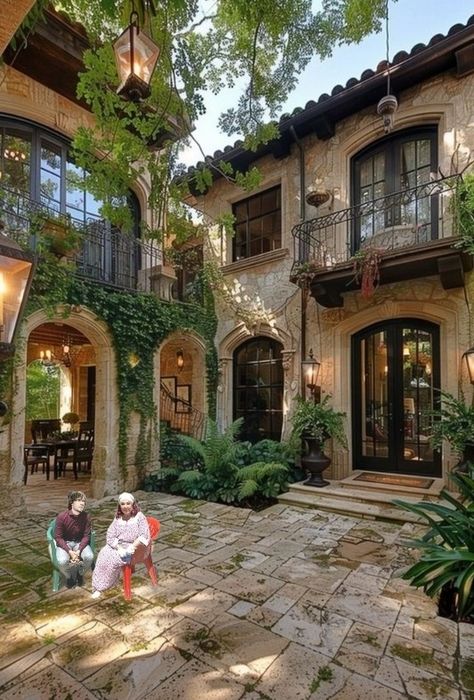 Tuscan Home Exterior, Mediteran House, Spanish Bedroom, Jamaica House, Private Idaho, Patio Decor Ideas, Spanish Hacienda, House Mediterranean, Mediterranean Home Decor