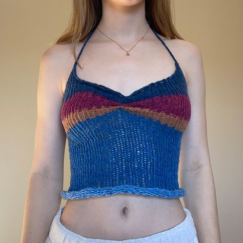 Knit Ideas, Knitting Machine Projects, Heart Flutter, Clothing Pieces, Crochet Inspo, Halter Tank, Style Edit, Crochet Stuff, Crochet Top Pattern