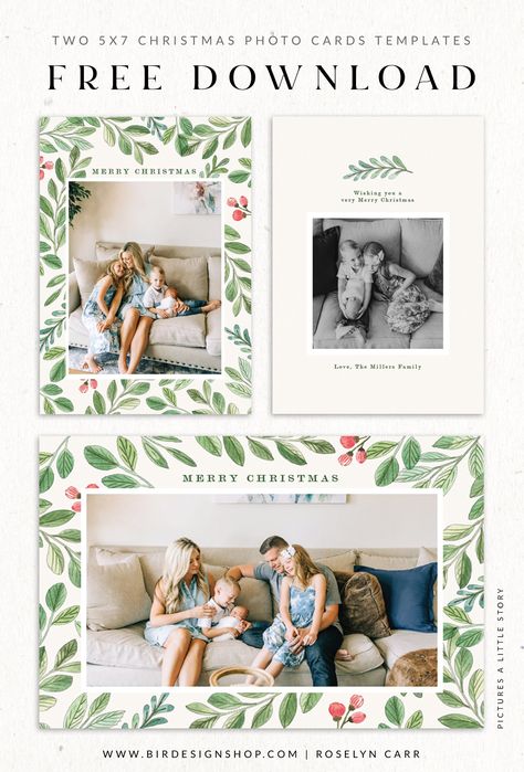 FREE Floral Christmas Cards – Birdesign Christmas Card Online, All About Christmas, Diy Holiday Cards, Christmas Photo Card Template, Merry Christmas Pictures, Merry Christmas Love, Floral Christmas, Photos Booth, Photo Card Template