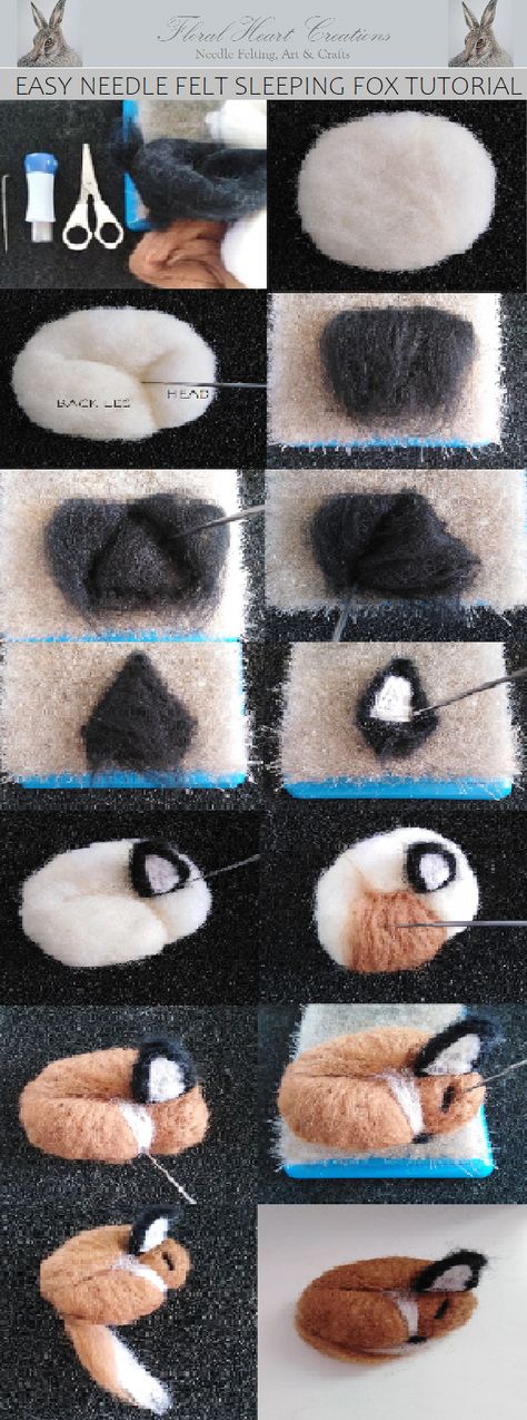 Sleeping Fox Needle Felt, Needle Felting Fox Easy, Needle Felting Easy Simple, Needle Felted Fox Tutorial, Needle Felted Animals Easy, Needle Felting Diy Tutorials, Fox Sleeping, Felted Fox, Fox Diy