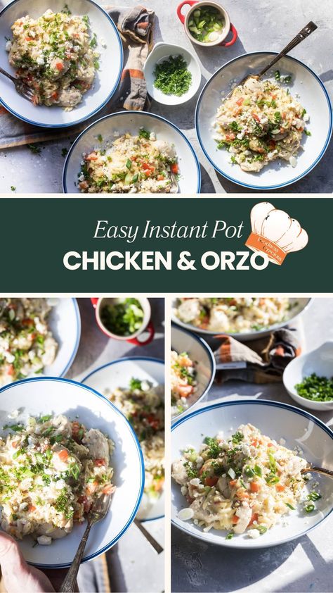 Looking for a quick and delicious main dish? Try this Instant Pot Chicken and Orzo recipe! It's a flavorful, one-pot meal that's perfect for busy weeknights. Tender chicken, savory orzo, and a rich blend of spices come together in a flash. Pin it now and enjoy a fuss-free dinner!   #InstantPotRecipes #ChickenAndOrzo #OnePotMeals #EasyDinner #WeeknightDinner #MainDish Instapot Orzo Chicken, Chicken Orzo Instant Pot Recipes, Instant Pot Orzo Recipes, Instant Pot Chicken And Orzo, Instant Pot Chicken Orzo, Orzo Instant Pot, Pressure Cooker Pork Chops, Chicken And Orzo, Ricotta Stuffed Chicken