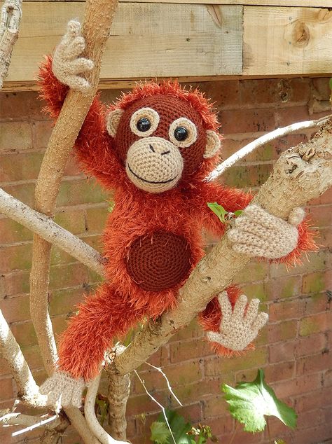 Orwell the Orangutan by Moji-Moji design Mobile Ideas, Light Worsted Weight Yarn, Crochet Monkey, Endangered Animals, Worsted Weight Yarn, Crochet Animals, Stuffed Toys Patterns, Crochet Doll, Amigurumi Pattern