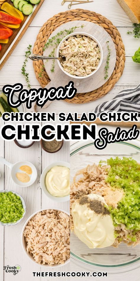 Craving the flavors of Chicken Salad Chick's Classic Carol? This easy, homemade version is packed with tender chicken, creamy dressing, and simple ingredients. Perfect for lunch or meal prep, and ready in no time! Get the recipe via @thefreshcooky Chicken Salad Easy Recipe, Chicken Salad Made With Cream Cheese, Crock Pot Chicken Salad Recipe, Pioneer Woman Chicken Salad Recipe, Chicken Salad Recipe Without Grapes, Best Homemade Chicken Salad, Easy Chicken Salad Recipe With Rotisserie Chicken, Best Rotisserie Chicken Salad Recipe, Chicken Salad Recipe No Grapes