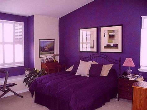 This is a great way to use it if you are a purple lover and you are not afraid to flaunt it. Purple Bedroom Paint, White And Purple Bedroom, Purple Bedroom Design, Oasis Decor, Purple Girls Bedroom, Girls Bedroom Paint, Girls Room Paint, Purple Bedroom Decor, Girls Room Colors