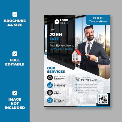 Modern real estate agent brochure templa... | Premium Vector #Freepik #vector #brochure #poster-template #business-flyer #flyer-design Real Estate Agent Flyer, Brochure Design Layouts, Modern Real Estate, Real Estate Flyer Template, Design Layouts, Real Estate Flyers, Business Flyer, Poster Template, Brochure Design