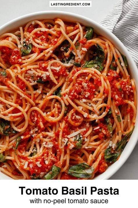 Tomato Basil Pasta Fresh Tomato Recipes, Cherry Tomato Sauce, Pasta Noodle Recipe, Tomato Basil Pasta, Italian Chopped Salad, Box Grater, Basil Pasta, Spinach Pasta, Main Dish Salads