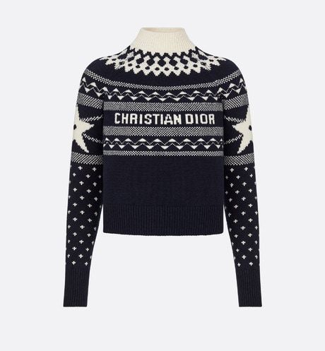 DiorAlps Capsule - Women's Fashion | DIOR Dior Star, Christian Dior Fashion, Collar Sweater, Warm Sweaters, Sweater Design, Cashmere Sweater, Knitwear Women, Dark Navy, Cashmere Sweaters