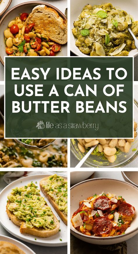 A can of butter beans is our weeknight secret weapon. Turn simple canned beans into a quick, delicious meal with this recipe collection! Featuring our best butter bean recipes for soup, stew, one pot meals, avocado toast, and more. Includes butter beans recipe FAQs, tips for buying canned beans, and more. Each recipe in this collection includes step by step photos and plenty of notes to help you make substitutions or adjustments. Find your new favorite way to use butter beans in this roundup! Quick Butter Beans Recipe, Tinned Beans Recipes, Butter Beans And Rice, Beans Pasta Recipes, Butter Bean Recipes Healthy, Greek Butter Beans Recipe, Butter Beans Recipes, Recipes With Butter Beans, Canned Butter Beans Recipe