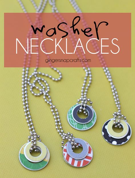 Washer Necklace Tutorial, Washer Necklace Diy, Diy Washer Necklace, Necklaces Tutorial, Washer Crafts, Washer Necklaces, Diy Necklaces Tutorial, Washer Jewelry, Spring Sewing