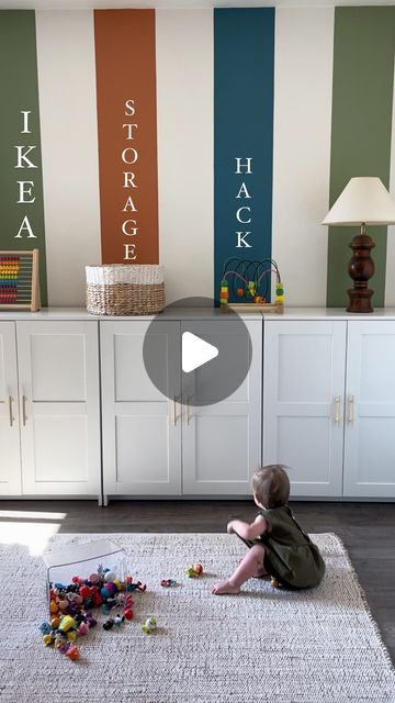 Jenna • J+J • Home + DIY on Instagram: "My favorite storage hack that is only $99 at IKEA. Grab a few BRIMNES cabinets and swap out the handle for a 3 and 3/4 handle of your choice! Push the cabinets close together to create one large sideboard look. 

Exact cabinet handles are in our Amazon Storefront under our "Home" list! @amazonhome 

#ikeahack #brimnes #ikeabrimnes #ikeastorage #ikeahome #playroomstorage #playroomideas #toystorage #homeorganization" Brimnes Playroom, Ikea Brimnes Toy Storage, Brimnes Built In Hack, Brimnes Cabinet, Ikea Brimnes Cabinet Hack, Ikea Brimnes Cabinet, Ikea Brimnes Hack, Brimnes Cabinet Hack, Tv Stand Hack