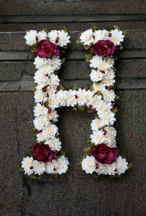 Letter H floral, pop of burgundy backdrop, wall decor, wall art Wallpaper Alphabet, Burgundy Backdrop, Pop Decor, Flowers Letters, H Letter Images, H Alphabet, I Miss You Wallpaper, Sakura Tattoo, H Letter