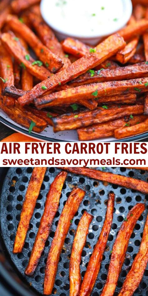 Air Fryer Carrot Fries are crispy and chewy, coated in the most delicious, sweet and savory seasoning #airfryer #carrot #carrotfries #fries #sidedish #sweetandsavorymeals Carrot Fries Air Fryer, Air Fryer Carrot Fries, Savory Seasoning, Instapot Ideas, Air Fry French Fries, Baby Meals, Carrot Fries, Mayonnaise Recipe, Savory Meals