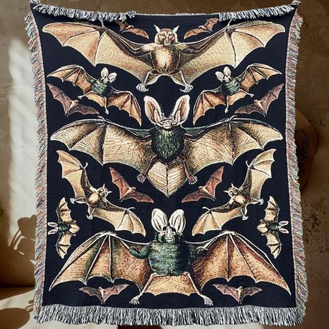 Halloween Blanket Dark Academia Decor Woven Blanket BAT - Etsy Whimsigoth Tapestry, Room Whimsigoth, Groovy Goth, Gothic Manor, Witch Life, Goth Stuff, Eye Blanket, Easy Room Decor, Academia Decor