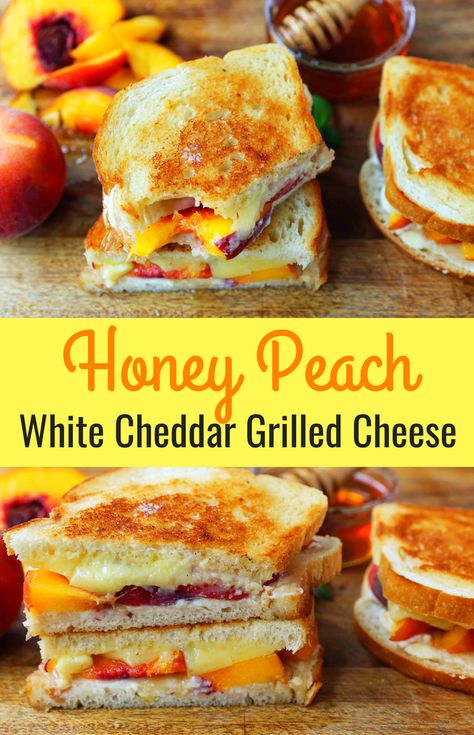 Peach Grilled, Cheddar Grilled Cheese, Summer Sandwiches, Gourmet Grilled Cheese, Grilled Cheese Sandwiches, Toasted Bread, Grilled Cheese Recipes, White Cheddar Cheese, Summer Grilling