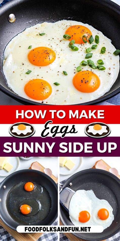 Making sunny-side-up eggs is simple. All you need are eggs and butter. Making this breakfast classic takes just a few minutes when you follow this How To Make Sunny Side Up Eggs tutorial. Breakfast Classic, Perfect Fried Egg, Sunny Side Up Eggs, Butter Making, Sunnyside Up Eggs, Making Hard Boiled Eggs, Basic Cooking, Baking Tutorial, Fusion Food