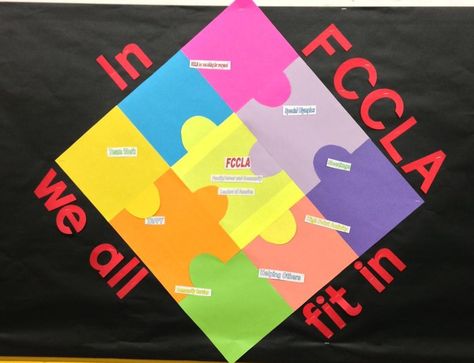 I found this general idea on here and tweaked it to apply to my school... My advisor sure liked it! Fccla Bulletin Boards High Schools, Fccla Poster Ideas, Fccla Ideas, Science High School, Fcs Classroom, Service Projects For Kids, High School Bulletin Boards, Campaign Ideas, Classroom Layout