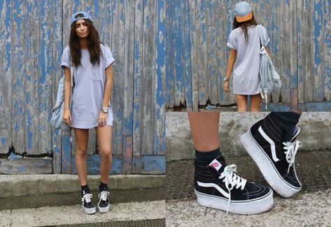 Vans Sk8 Hi Outfit, Outfits Con Vans, Sk8 Hi Outfit, Platform Sneakers Outfit, Vans Oldschool, Estilo Vans, India Rose, Vans Girl, Vans Outfit