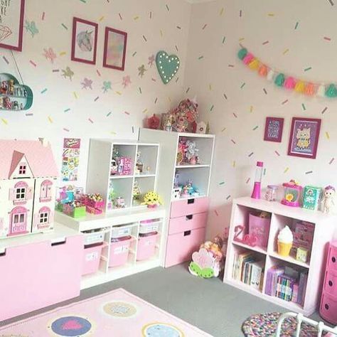 Playroom Toy Storage Ideas, Girls Bedroom Storage, Unicorn Bedroom, Girls Playroom, Toddler Girl Room, Kids Bedroom Designs, Princess Room, Toddler Rooms, Kids Room Organization