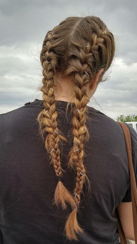 Hair Ring Set with Velvet Bag Your Choice of Gold Plated | Etsy French Braiding, Blond Rose, Soccer Hairstyles, Ballet Hairstyles, Earthy Vibes, African American Braids, Viking Hair, Short Straight Hair, Athletic Hairstyles