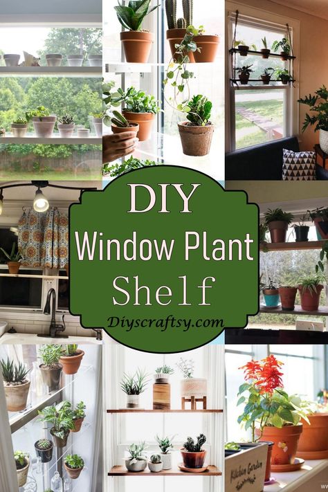 Plant Rod Window, Plants Over Window Living Rooms, Hanging Window Shelf For Plants, Diy Window Planter Boxes Indoor, Window Stand For Plants, Bay Window Plant Display Ideas, Diy Indoor Window Planter, Plant Shelf Over Kitchen Sink, Diy Garden Window Kitchen