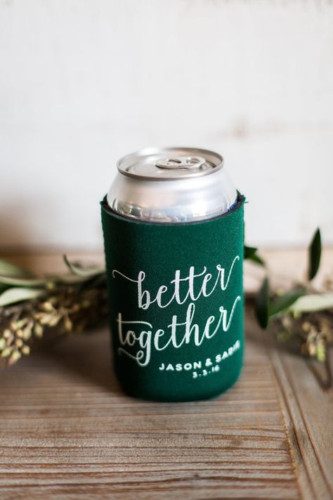 Wedding Can Koozie Ideas, Wedding Koozie Ideas, Rehearsal Dinner Gift, Rehearsal Dinner Favors, Dinner Gifts, Cooler Gift, Wedding Koozies, Top Wedding Trends, Personalized Party Favors