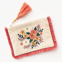 Embroidery Zipper Pouch, Embroidered Gifts Ideas, Embroidery Articles, Embroidered Bouquet, Embroidery Pouch, Hand Embroidered Gifts, Embroidery Cases, Embroidered Accessories, Embroidered Pouch