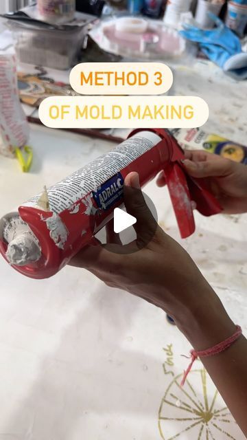 Priyankka Kinariwala on Instagram: "Let’s use silicone to make small Molds at home-  Follow these steps- 1. Take silicone tube from your local hardware shop 2. Corn flour (any brand) 3. Mix them together till it doesn’t sticks to ur hand 4. Now take the mixture and apply thoroughly over the object for which u wish to make mold- here I took a small Ganesha idol 5. Wait for 5-6 hours for it to dry completely   For more such tutorials follow me on Instagram @arjav_ahaan   #diy #moldmakingprocess #tutorial #arjavahaan #siliconmould" How To Make A Clay Mold, Mould Making Silicone Molds, Make Silicone Molds Diy, Silicone Mould Making, Silicon Molds Diy, How To Make A Silicone Mold, How To Make Silicone Molds, Small Silicone Molds, Molds For Clay