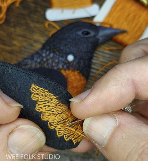 Animals | SALLEY MAVOR Magpie Embroidery, Cockatiel Embroidery, Budgie Embroidery Pattern, Budgie Embroidery, Felt Wee Folk Salley Mavor, Wee Folk Studio, Elephant Lamp, Salley Mavor, Brick Store