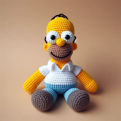 Bulging Eyes, Homer Simpson, Amigurumi Pattern, Easy Crochet, Crochet Stitches, Crochet Amigurumi, Free Crochet Pattern, Amigurumi, Crochet Patterns