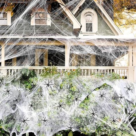 Cobwebs Halloween, Spider Web Halloween Decorations, Fake Spider, Spider Web Decoration, Halloween Spider Decorations, Scary Decorations, Halloween Supplies, Horror House, Spider Webs