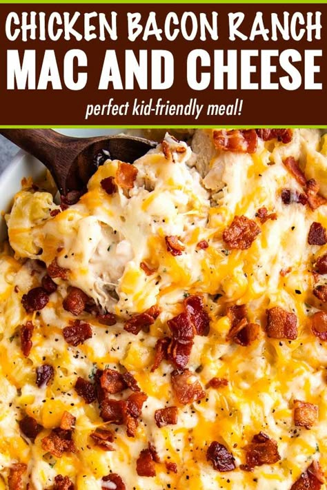 Mac And Cheese Meals Dinners, Crispy Chicken Mac And Cheese, Recipes With Mac And Cheese, Mac And Cheese Chicken Casserole, Different Mac And Cheese Recipes, Chicken Bacon Ranch Mac And Cheese, Chicken And Macaroni Recipes, Chicken Bacon Mac And Cheese, Macaroni And Cheese With Chicken