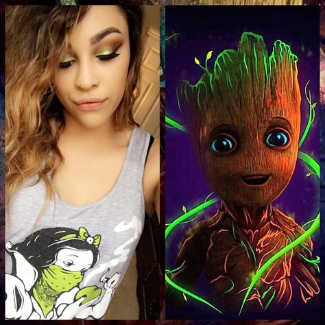 Groot inspired makeup #guardiansofthegalaxy Groot Makeup, Disney Bounding, May The 4th, Inspired Makeup, Guardians Of The Galaxy, Makeup Ideas, Makeup Inspiration, Angel, Disney